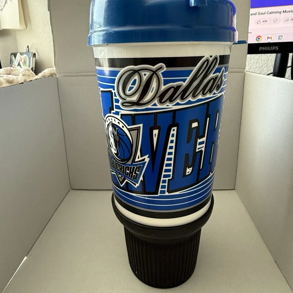 Whirley Dallas Mavericks Tumbler‎ Cup Travel Lidded Vintage Rare 32 Oz